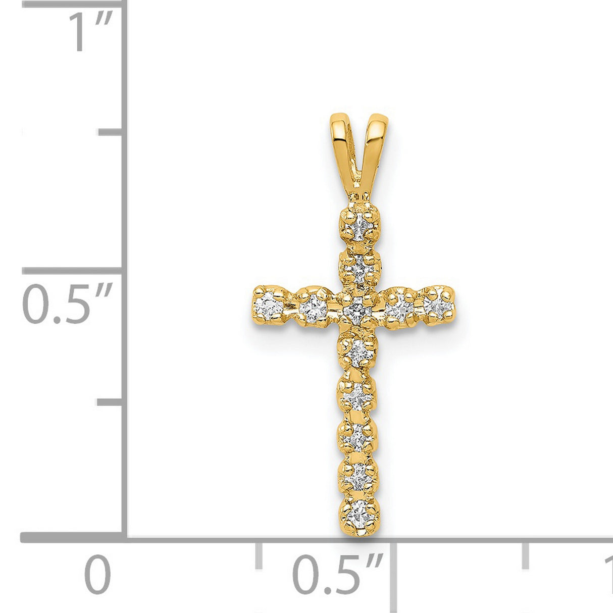 14k Yellow Gold Cross Pendant with Diamond Bezel Setting, Classic Faith Jewelry for Men and Women