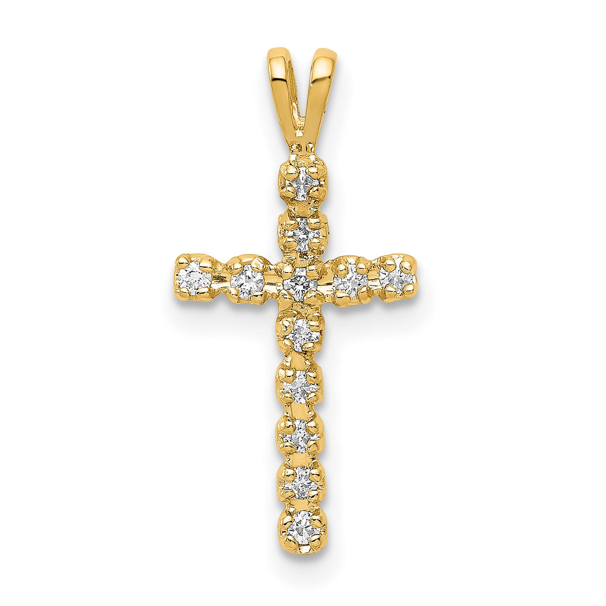 14k Yellow Gold Cross Pendant with Diamond Bezel Setting, Classic Faith Jewelry for Men and Women
