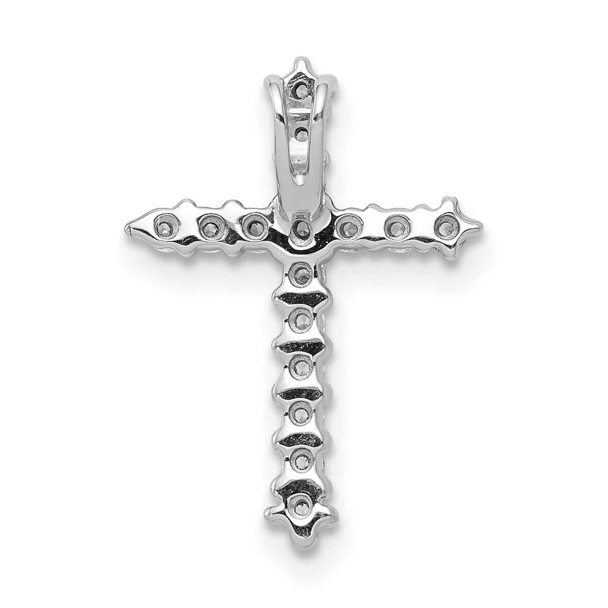 14k White Gold Diamond Cross Pendant, High Polish Finish, Religious Unisex Charm