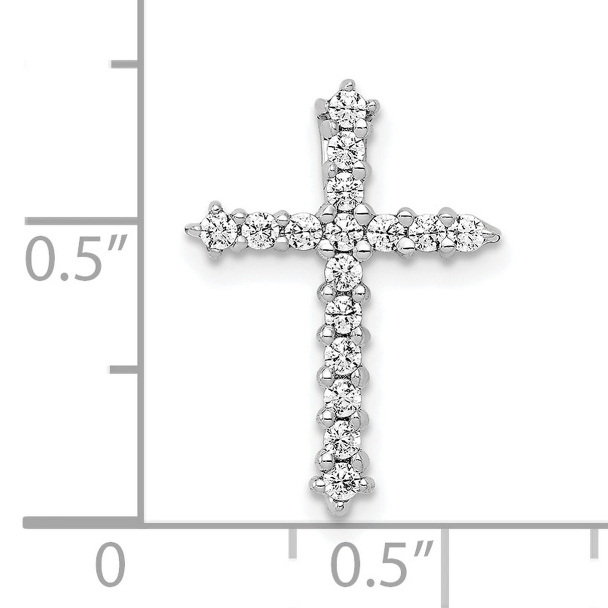 14k White Gold Diamond Cross Pendant, High Polish Finish, Religious Unisex Charm