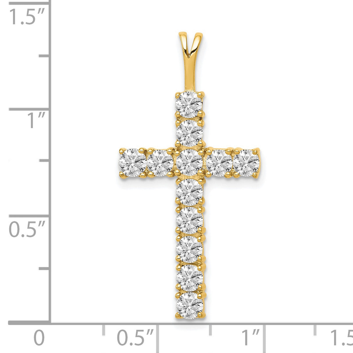 14k Yellow Gold Latin Cross Pendant with Diamond Accent, Religious Unisex Jewelry