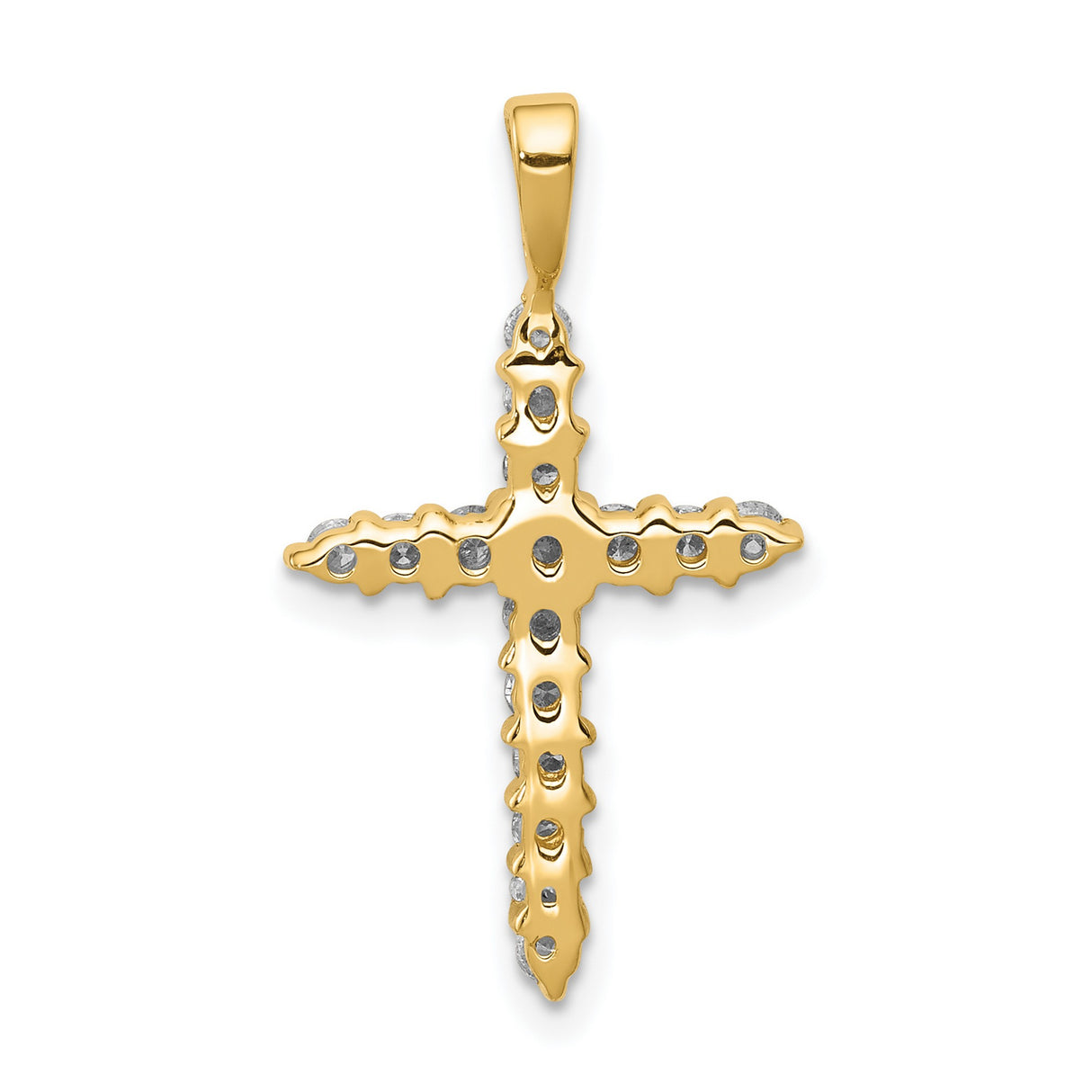 14k Yellow Gold Cross Pendant with Round Diamonds, Religious Faith Symbol Jewelry