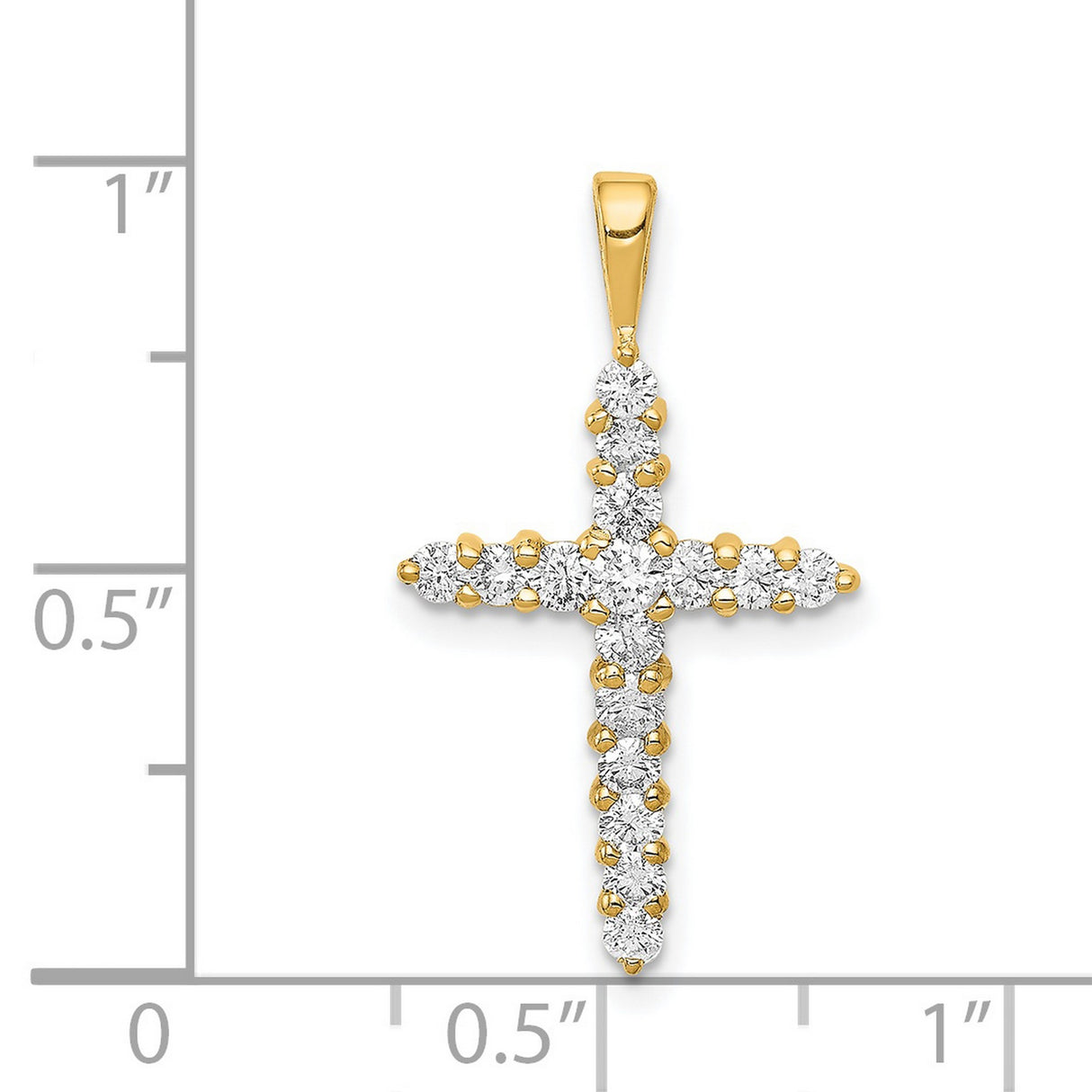 14k Yellow Gold Cross Pendant with Round Diamonds, Religious Faith Symbol Jewelry