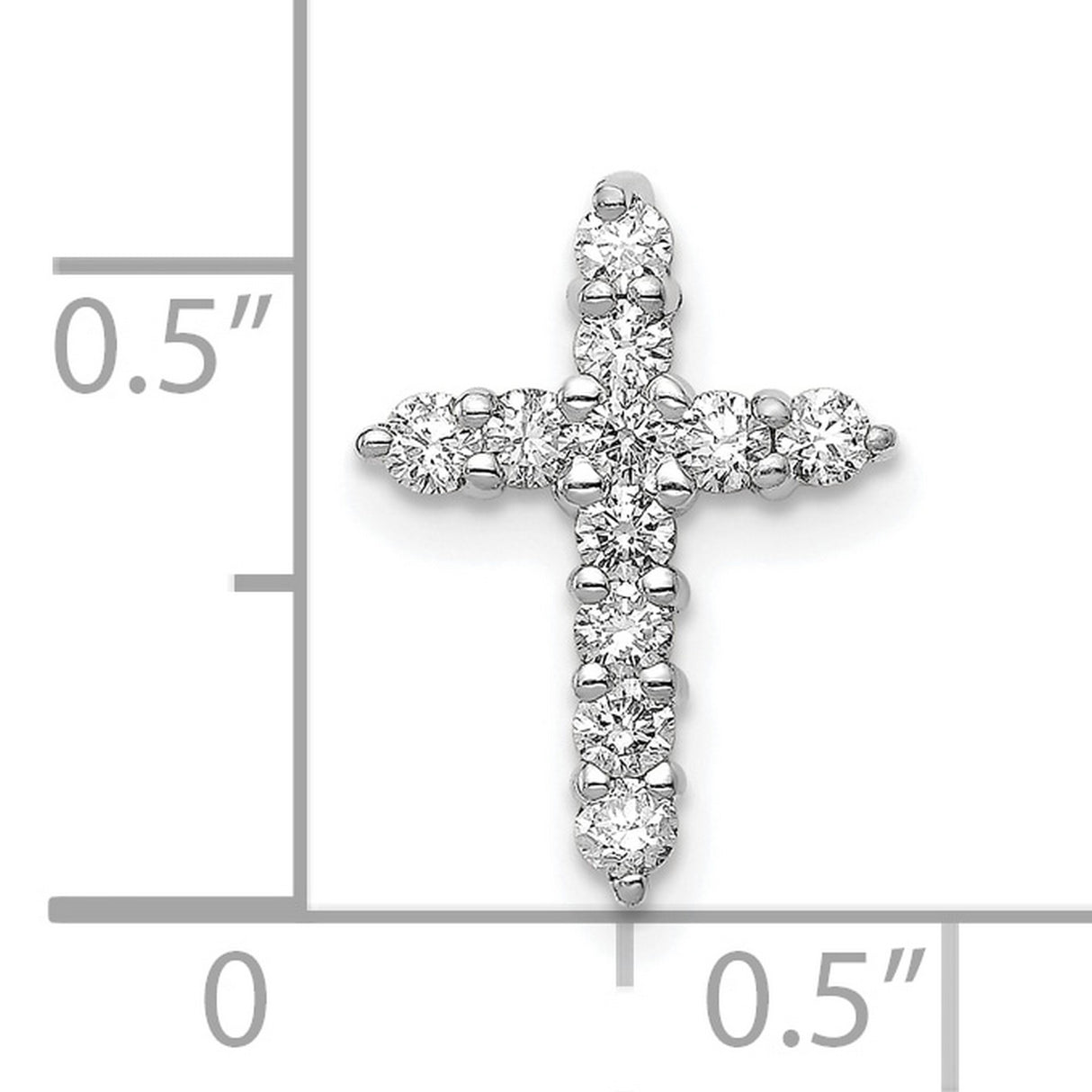 10k White Gold Cross Pendant with Diamonds, Classic Polished Faith Jewelry for Men and Women