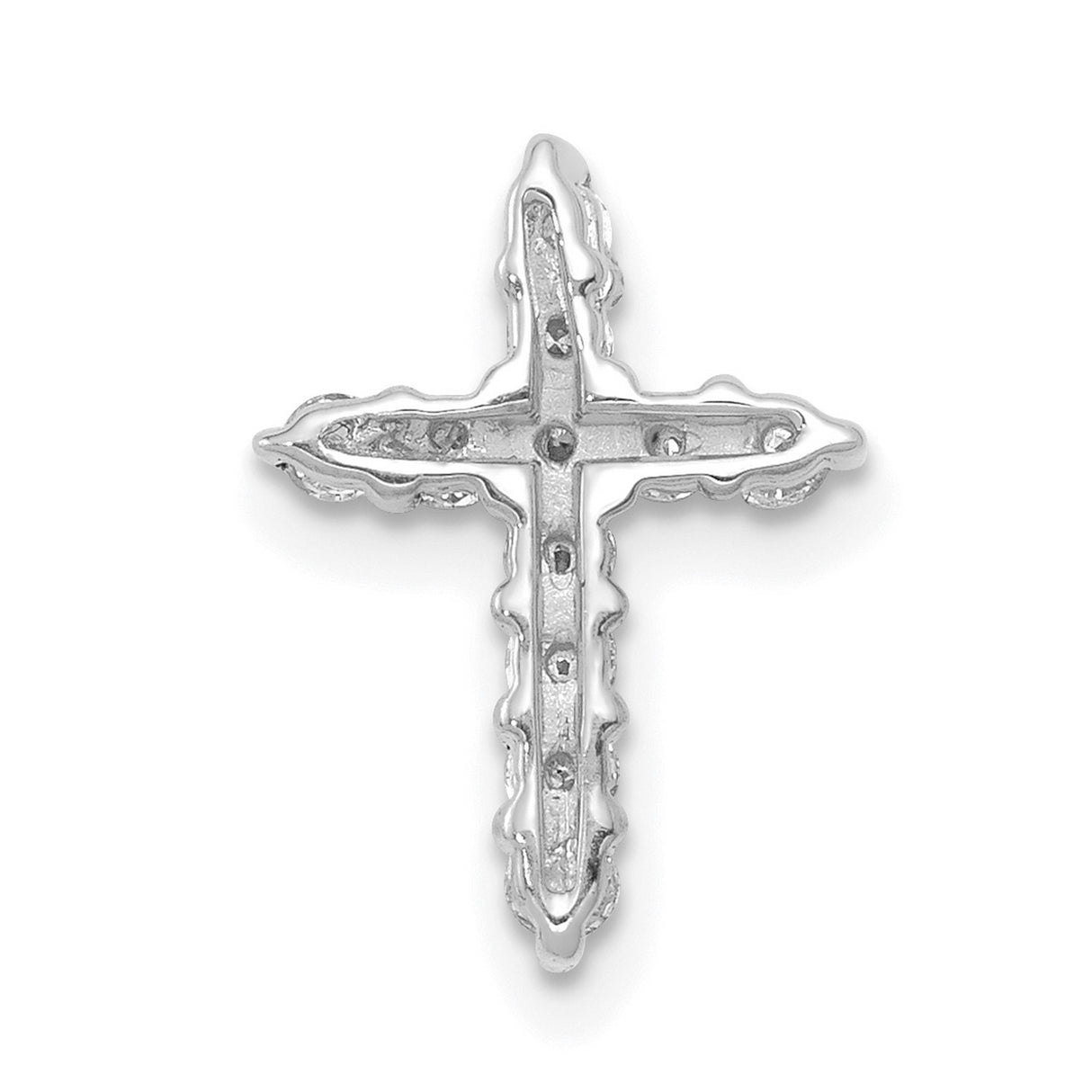 14k White Gold Cross Pendant with Real Diamonds, Modern Faith Spiritual Jewelry for Men or Women