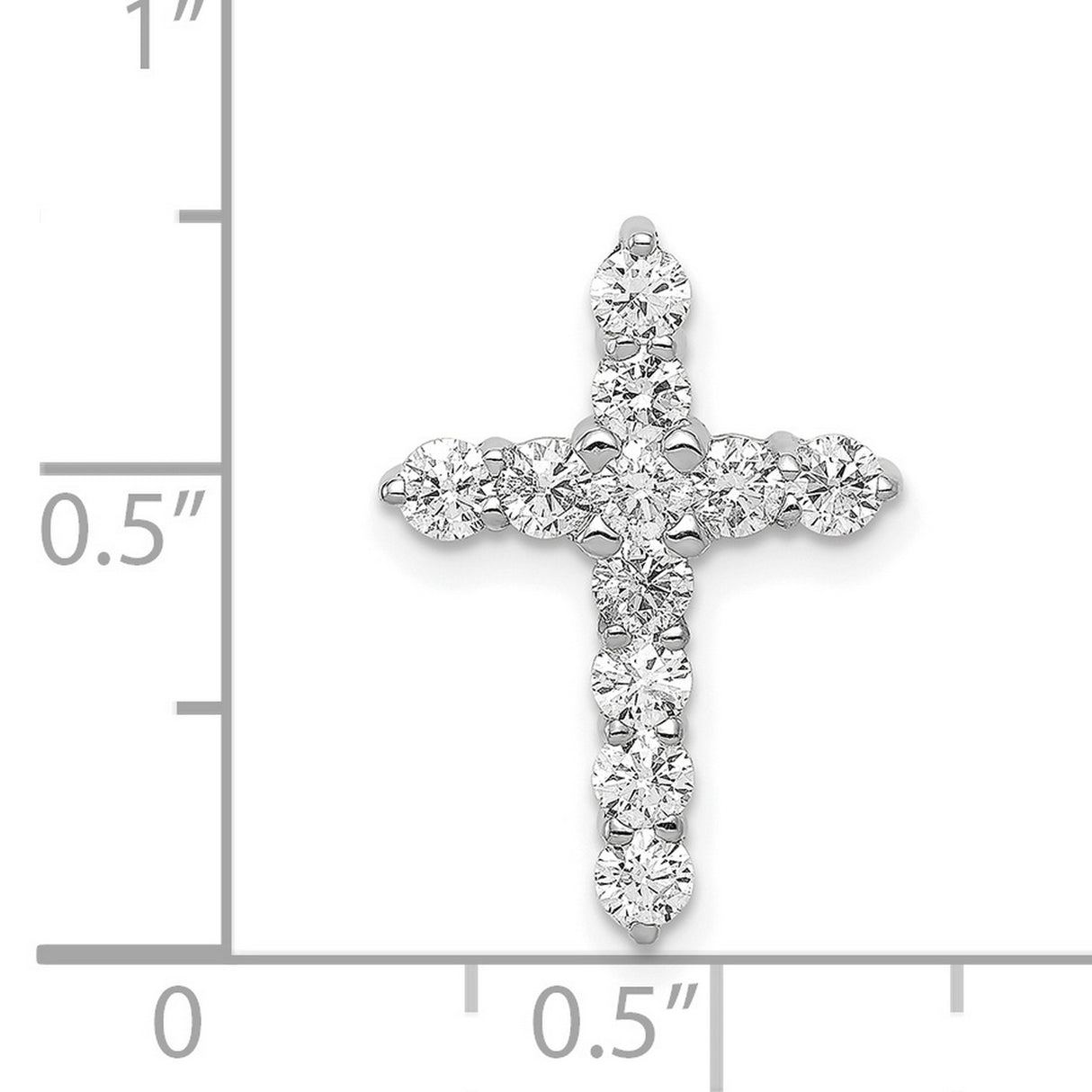 14k White Gold Cross Pendant with Diamond, Polished Slide Design, Unisex Faith Symbol