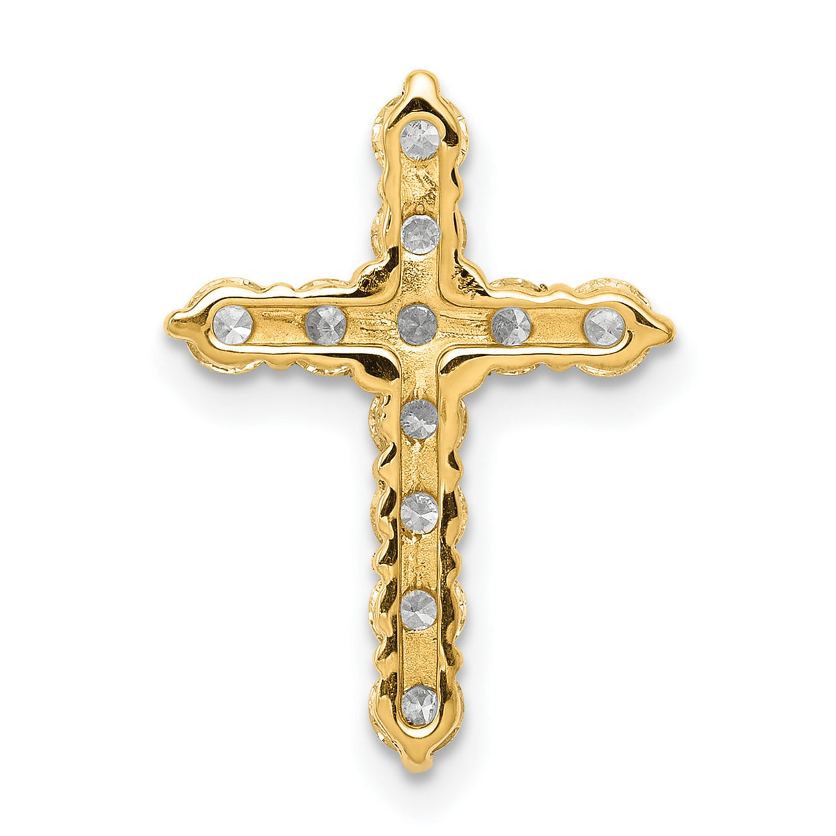 14k Yellow Gold Diamond Cross Pendant with Polished Finish, Religious Spiritual Jewelry for Men and Women