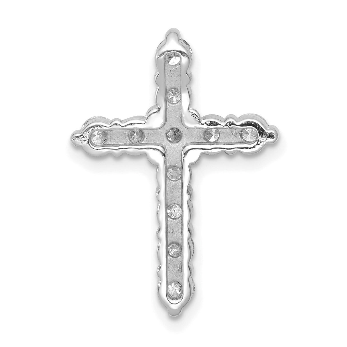 14k White Gold Diamond Cross Pendant, Clean Lines and Symmetrical Design for Men and Women