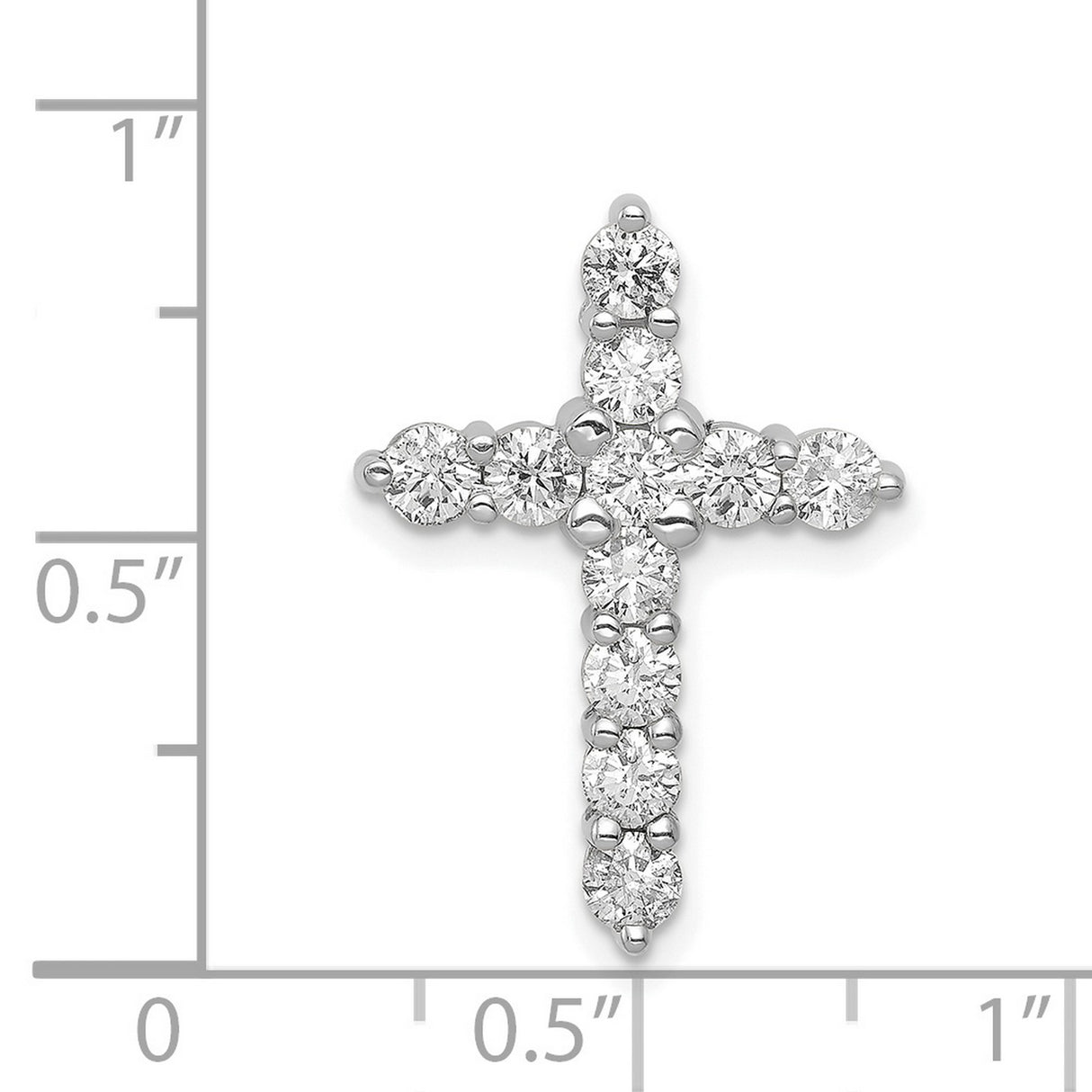 14k White Gold Diamond Cross Pendant, Clean Lines and Symmetrical Design for Men and Women