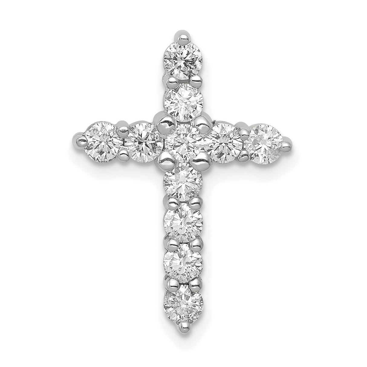 14k White Gold Diamond Cross Pendant, Clean Lines and Symmetrical Design for Men and Women