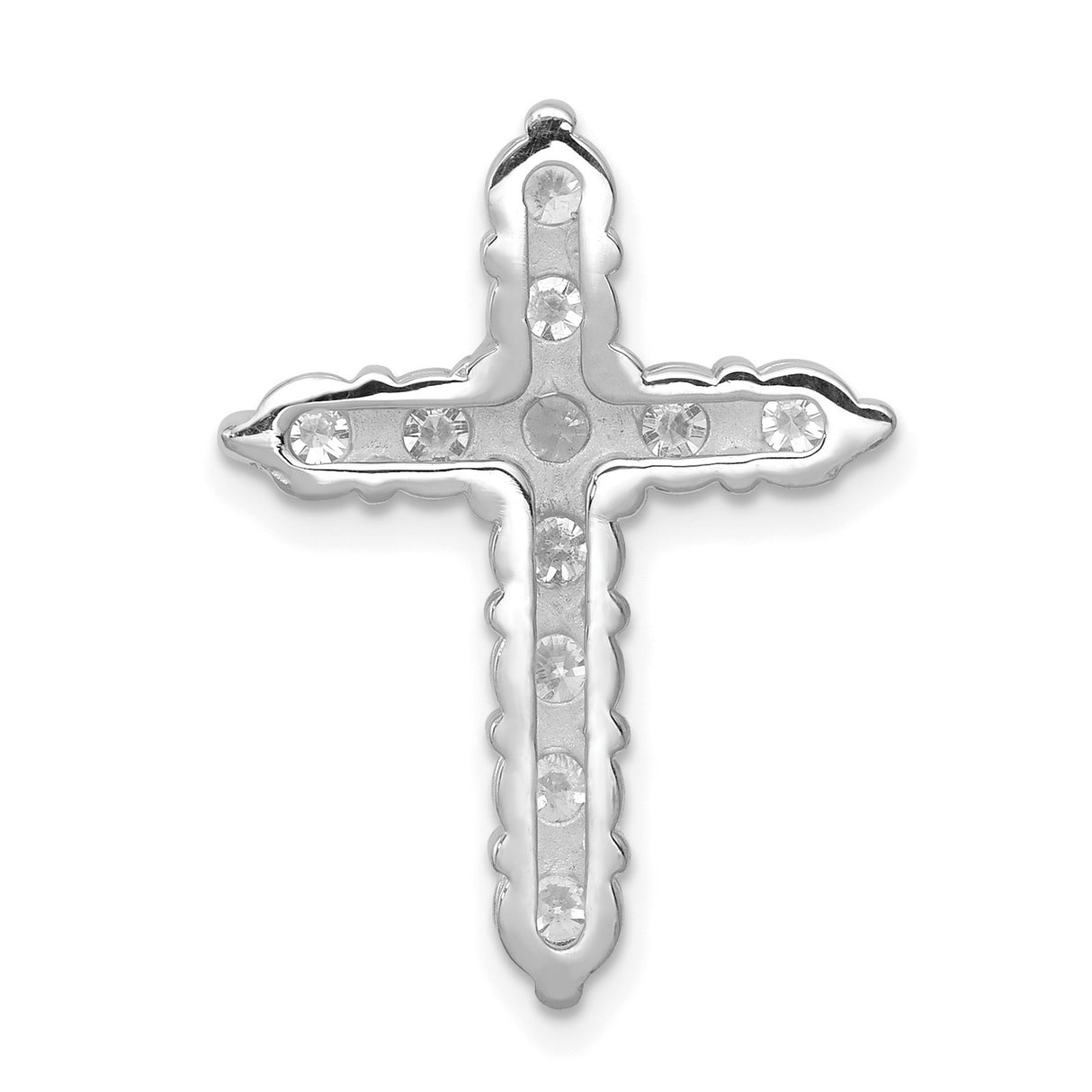 14k White Gold Diamond Cross Pendant with Symmetrical Design for Men and Women