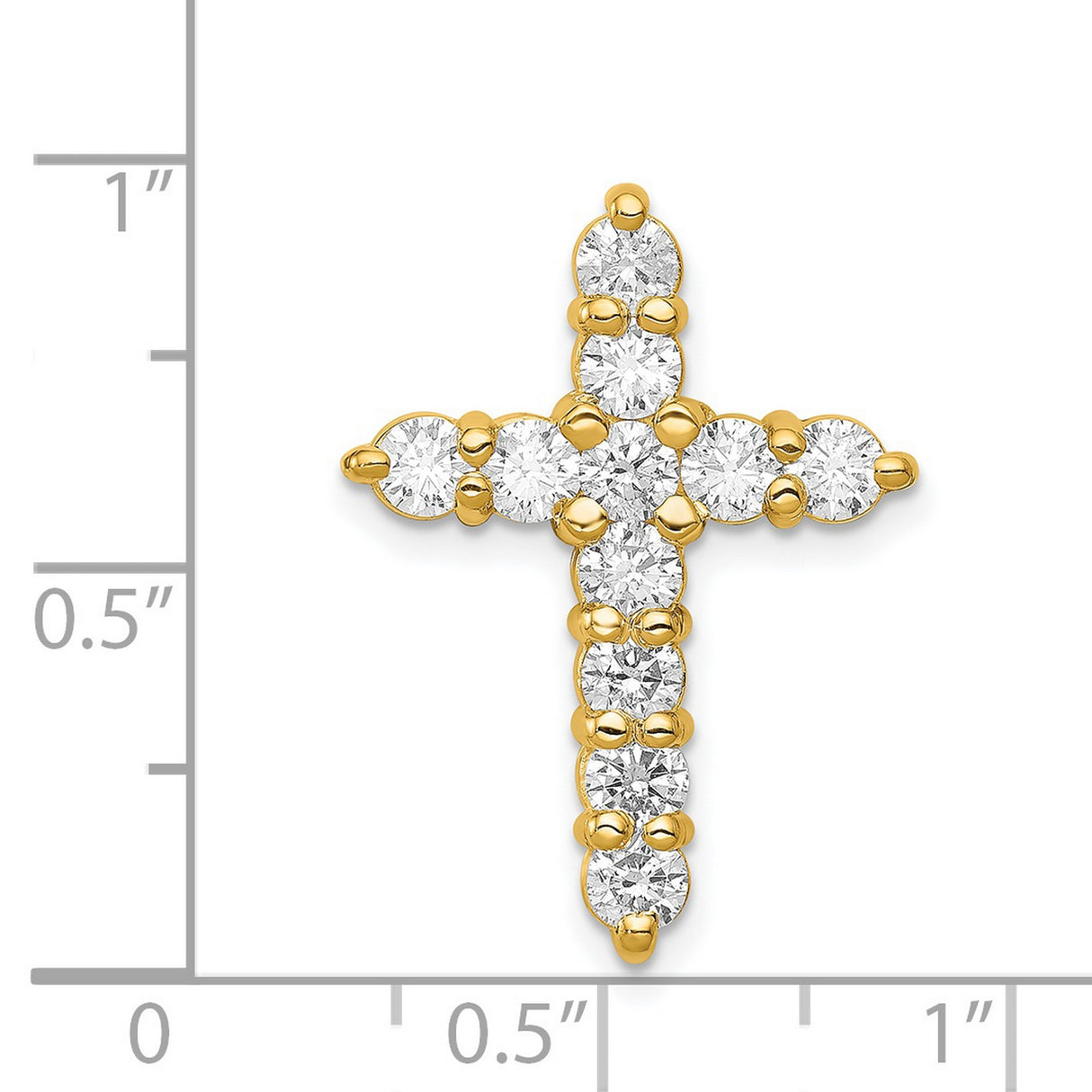 14k Yellow Gold Cross Pendant with Diamond, Spiritual Charm Design for Men and Women
