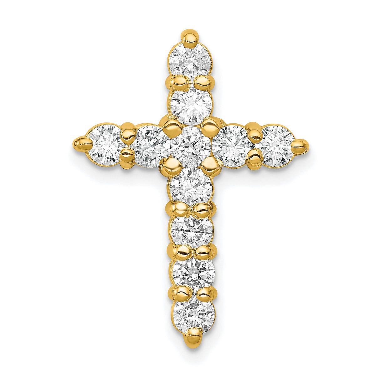 14k Yellow Gold Cross Pendant with Diamond, Spiritual Charm Design for Men and Women