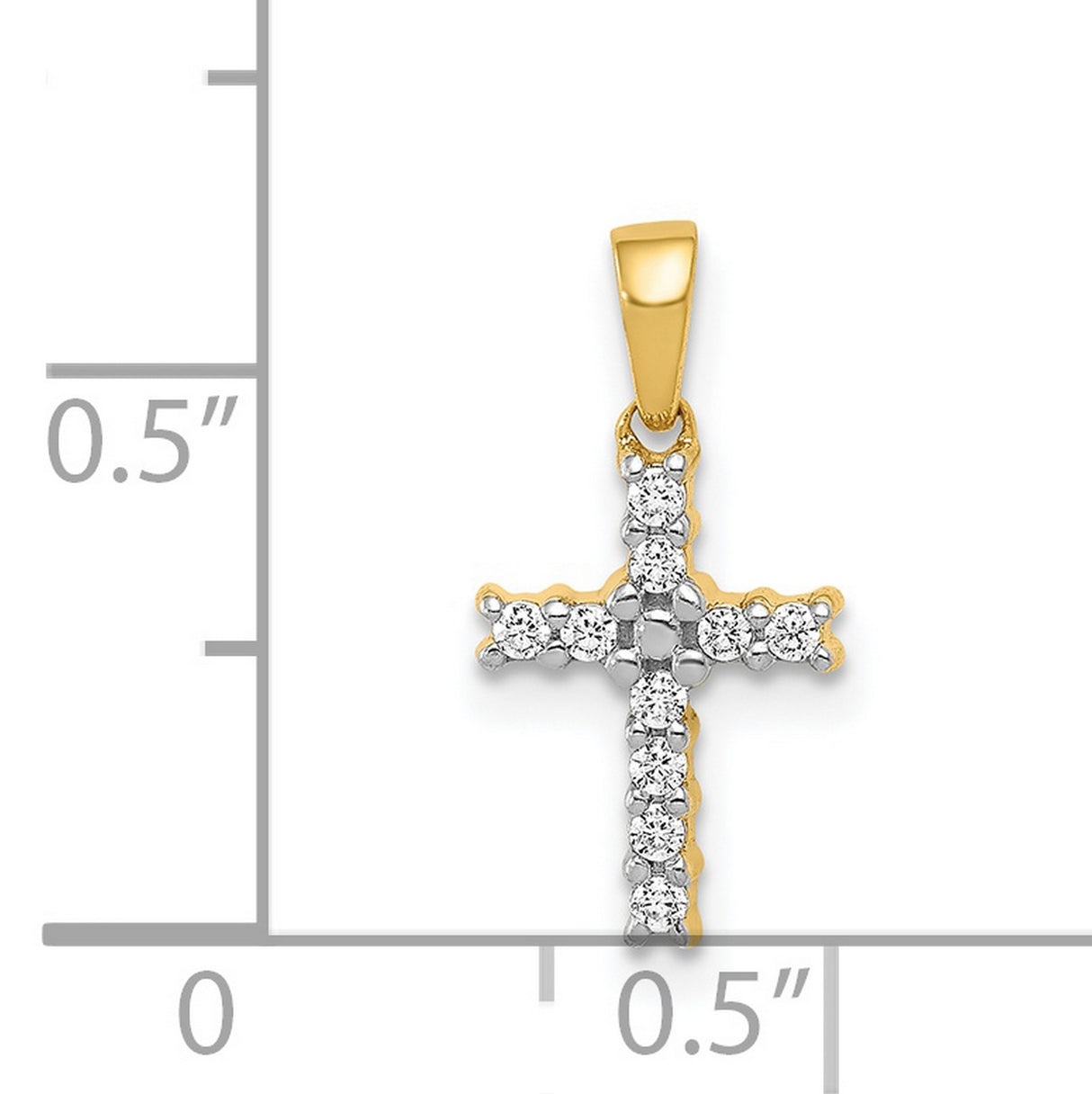 14k Two-Tone Gold Cross Pendant with Diamond, Latin Crucifix Design for Men and Women