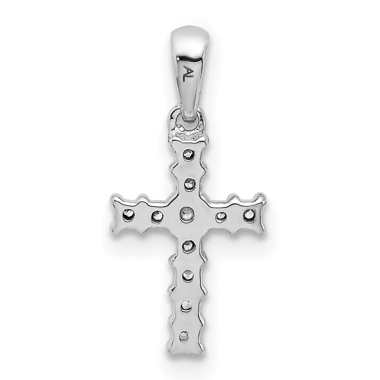 14k White Gold Diamond Latin Cross Pendant, Unisex Religious Jewelry Charm