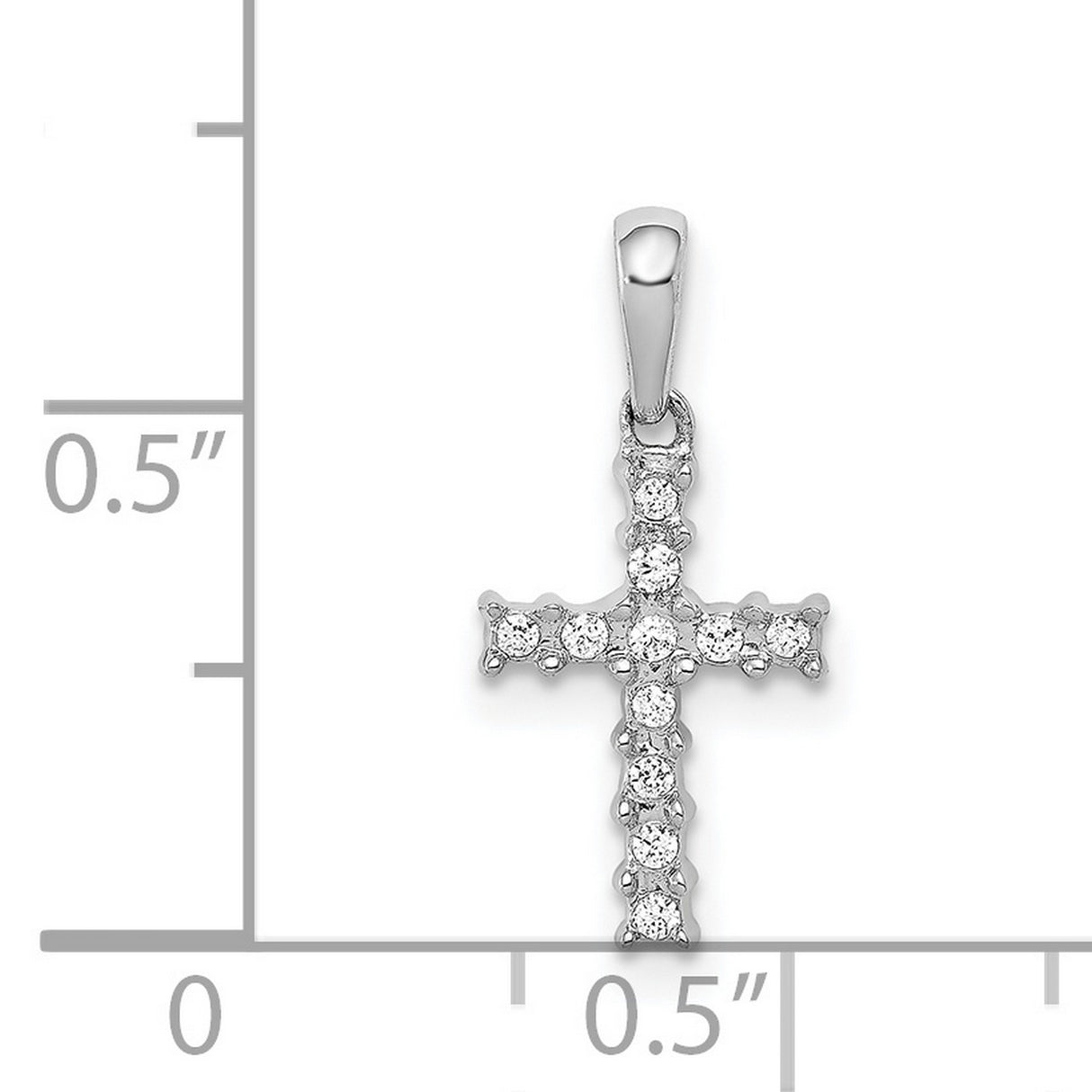 14k White Gold Diamond Latin Cross Pendant, Unisex Religious Jewelry Charm