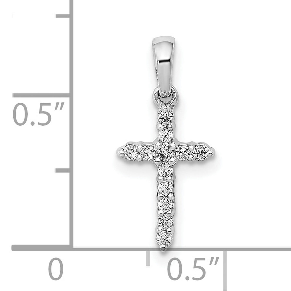10k White Gold Cross Pendant with Diamond Accents, Prong Set Spiritual Design