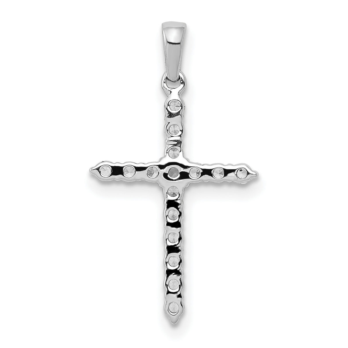10k White Gold Cross Pendant with Diamond Accents, Modern Religious Style for Men and Women