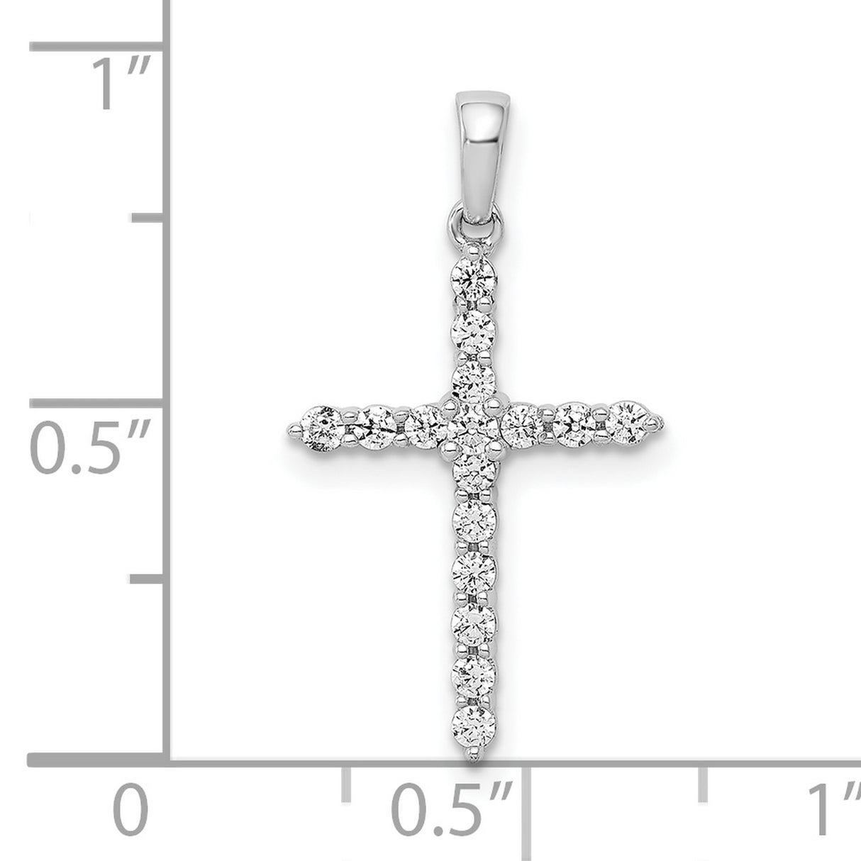10k White Gold Cross Pendant with Diamond Accents, Modern Religious Style for Men and Women
