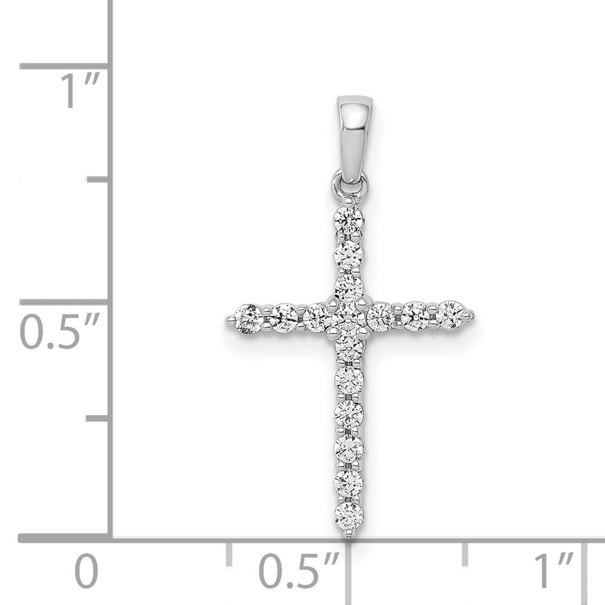 14k White Gold Cross Pendant with Round Cut Diamonds, Modern Religious Design for Men and Women