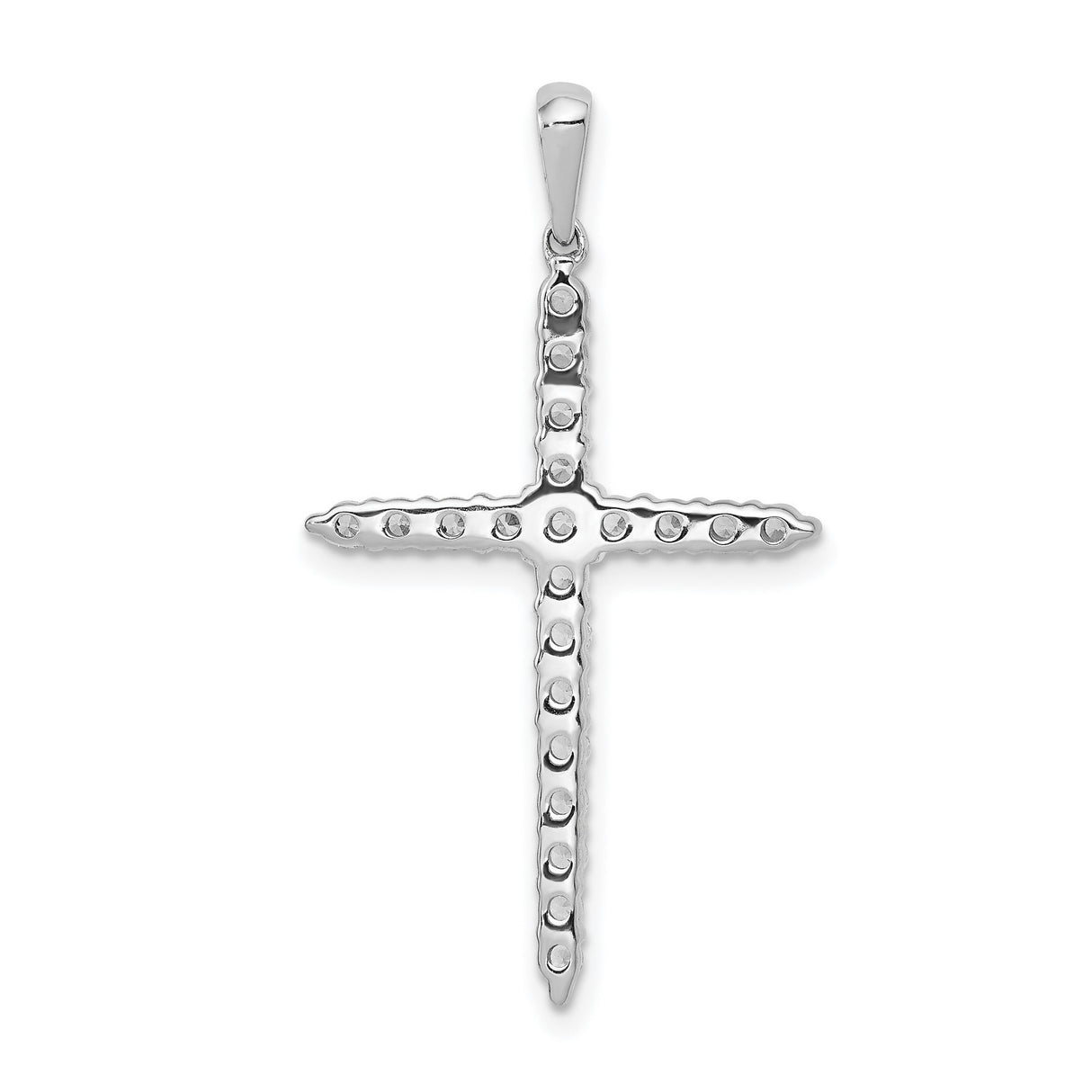 14k White Gold Diamond Cross Pendant with Polished Mirror Finish
