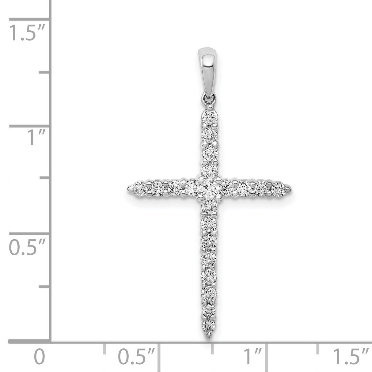 14k White Gold Diamond Cross Pendant with Polished Mirror Finish