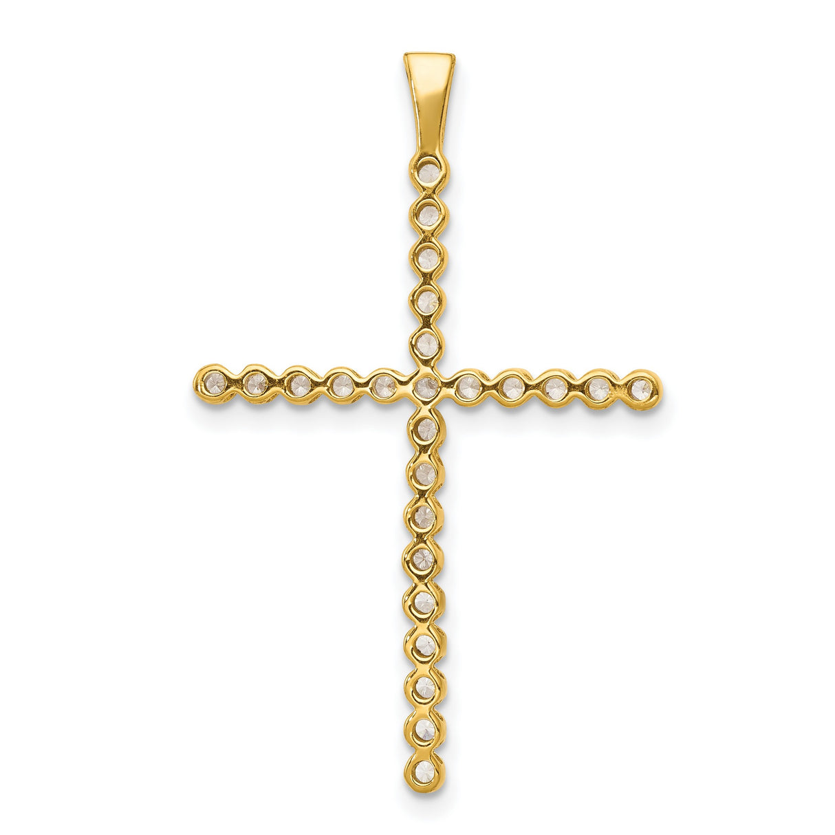 14k Yellow Gold Diamond Cross Pendant, Two-Tone Religious Jewelry for Men and Women