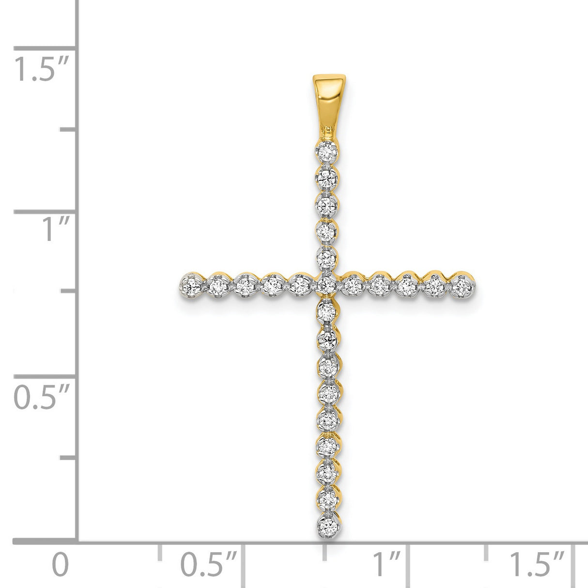 14k Yellow Gold Diamond Cross Pendant, Two-Tone Religious Jewelry for Men and Women