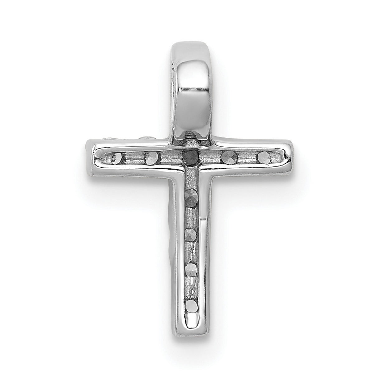 10k White Gold Diamond Latin Cross Pendant with Polished Finish for Men and Women