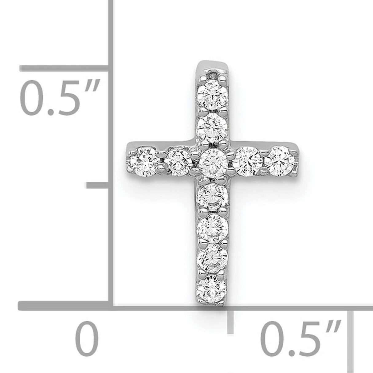 10k White Gold Diamond Latin Cross Pendant with Polished Finish for Men and Women