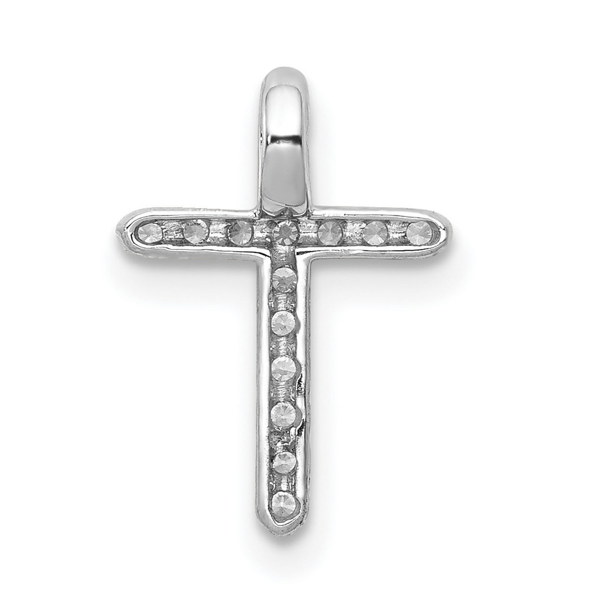 10k White Gold Cross Pendant with Sparkle Cut and Polished Finish, Sleek Religious Charm