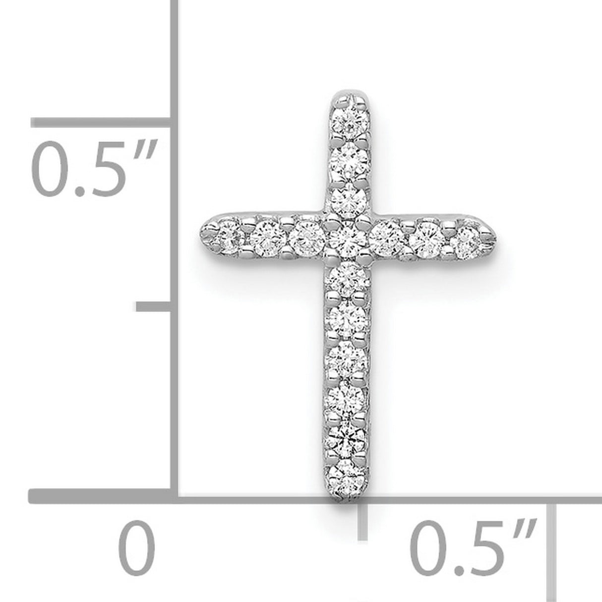 10k White Gold Cross Pendant with Sparkle Cut and Polished Finish, Sleek Religious Charm