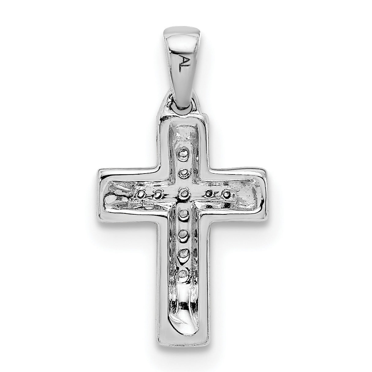 10k White Gold Diamond Faith Cross Pendant with Polished Finish for Men and Women