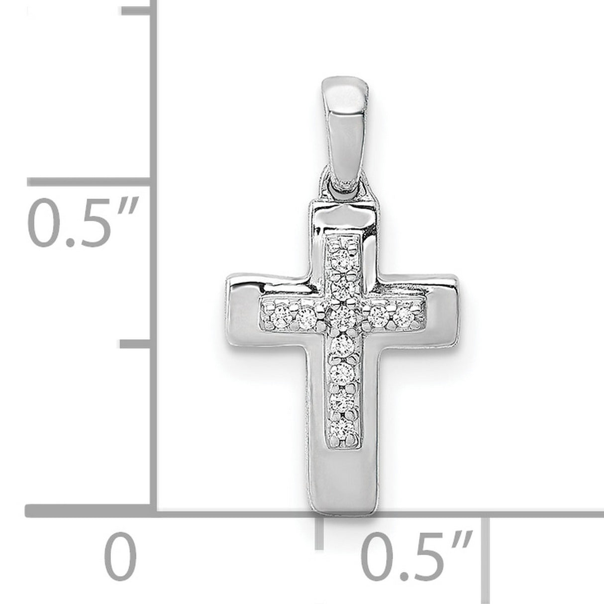 10k White Gold Diamond Faith Cross Pendant with Polished Finish for Men and Women