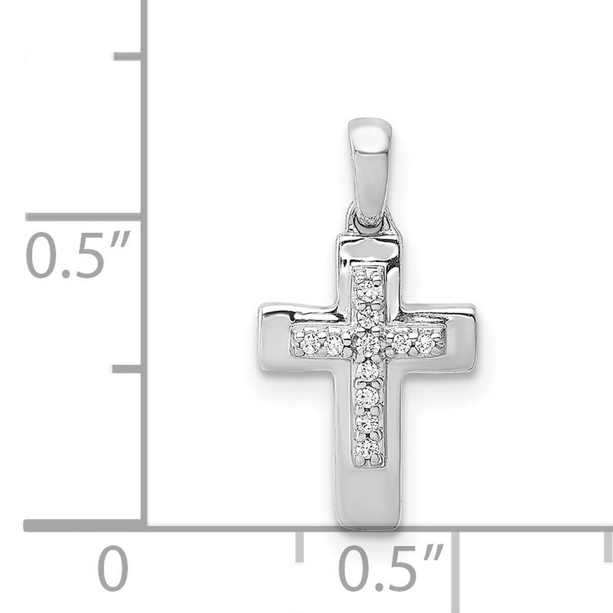 14k White Gold Cross Pendant with Diamond, Reflective Finish, Spiritual Religious Jewelry for Men and Women