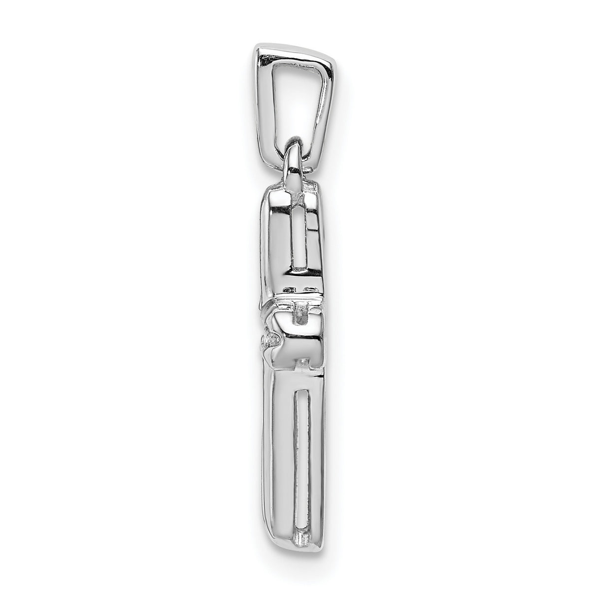 14k White Gold Diamond Cross Pendant, Latin Style Religious Charm for Men and Women