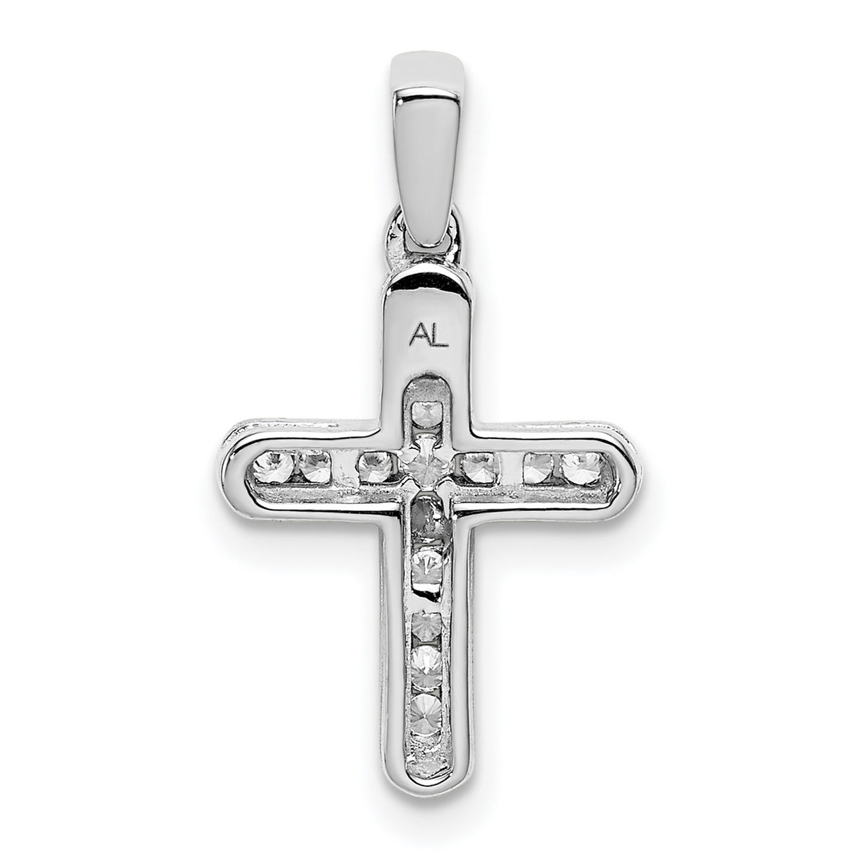 14k White Gold Diamond Cross Pendant, Latin Style Religious Charm for Men and Women