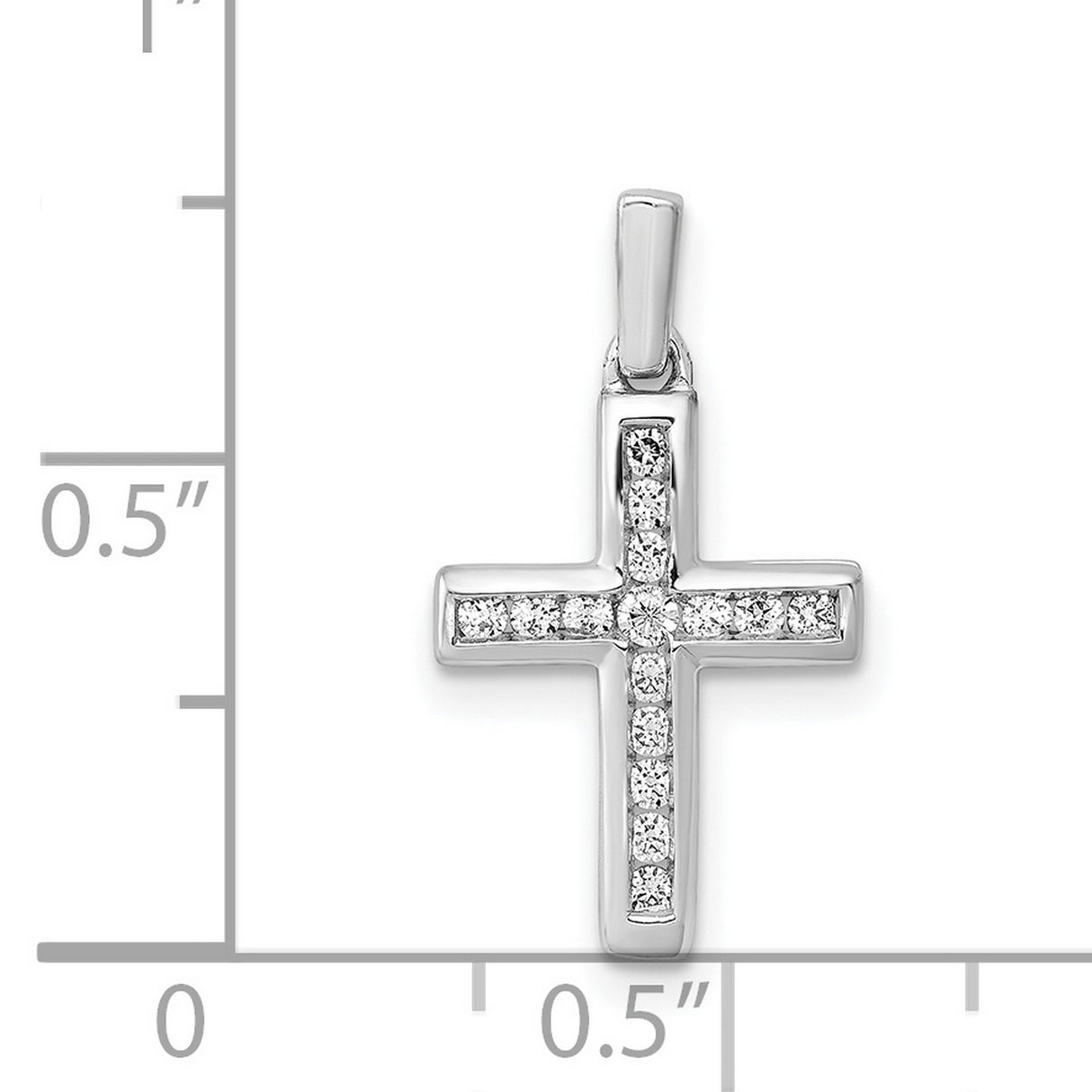 14k White Gold Diamond Cross Pendant, Latin Style Religious Charm for Men and Women