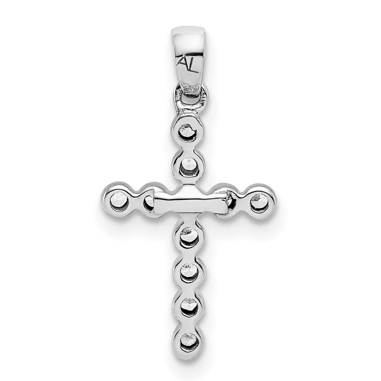 10k White Gold Cross Pendant with Bezel Set Diamond, Modern Minimalist Religious Jewelry