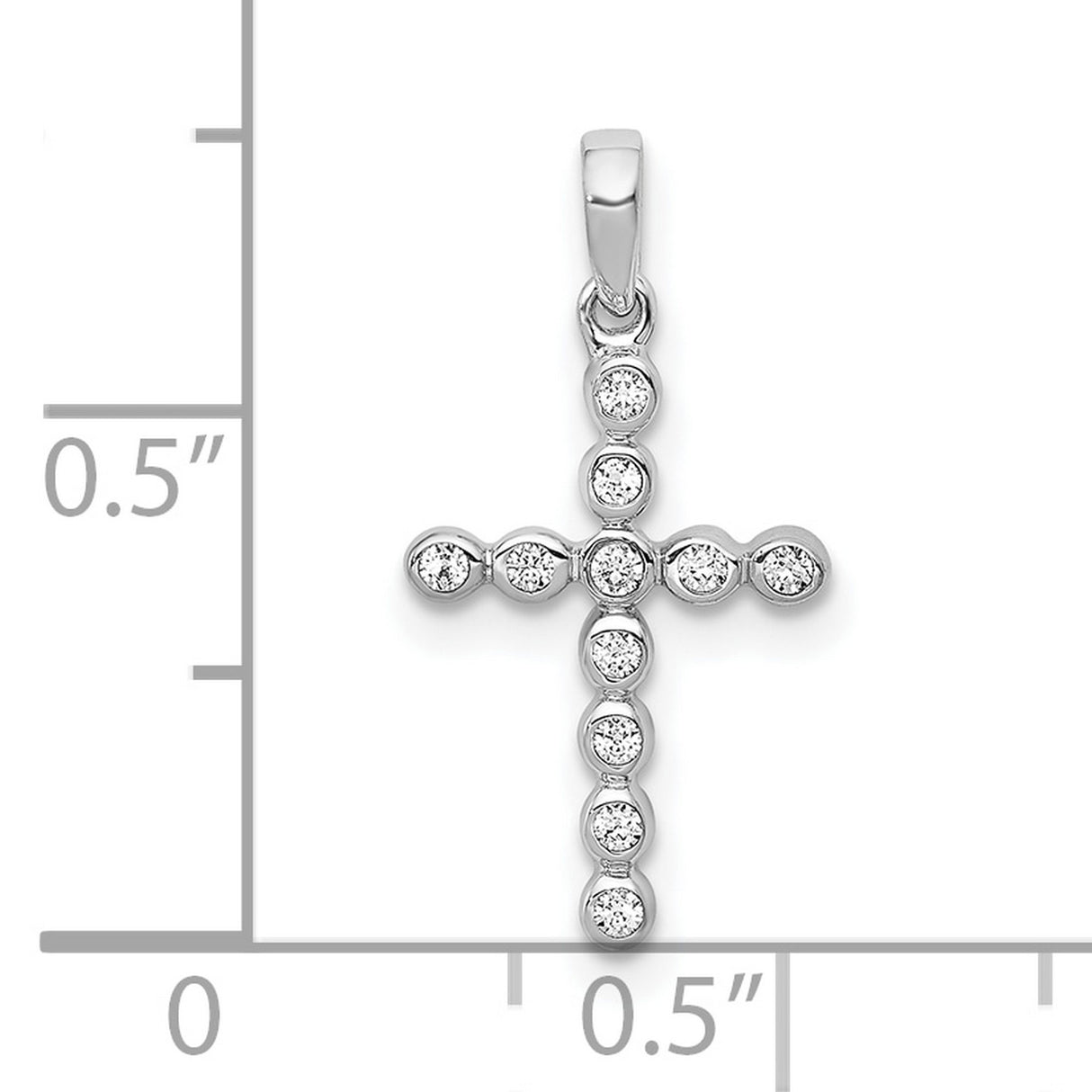 10k White Gold Cross Pendant with Bezel Set Diamond, Modern Minimalist Religious Jewelry