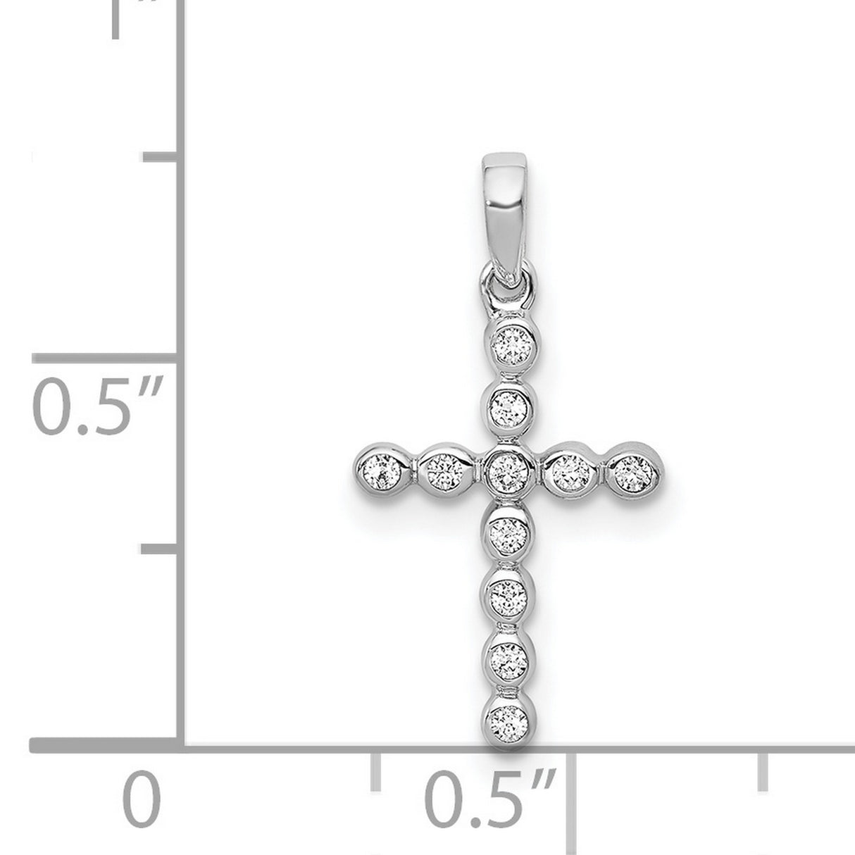 14k White Gold Diamond Cross Pendant, Radiant Cut Minimalist Design, Unisex Spiritual Jewelry