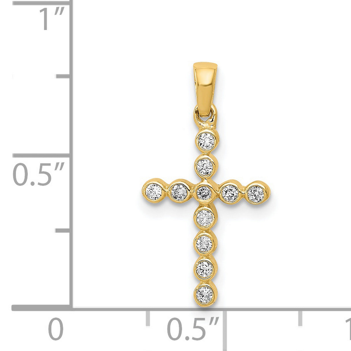 14k Yellow Gold Cross Pendant with Diamond Accents, Modern Minimalist Religious Jewelry