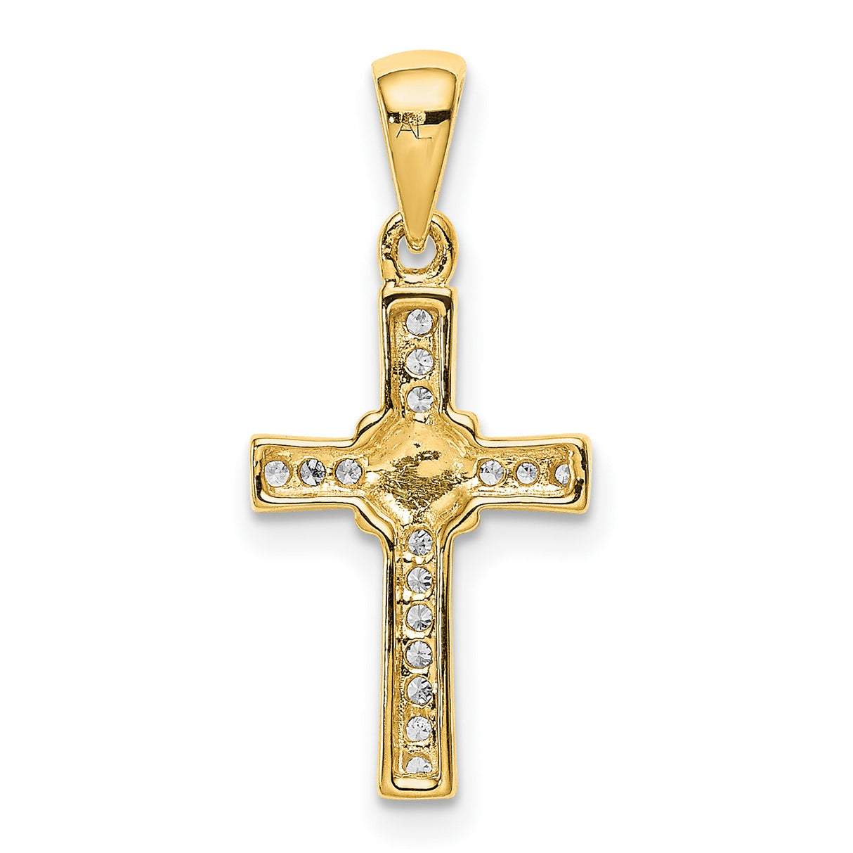 14k Two Tone Gold Diamond Latin Cross Pendant, High Polish Religious Jewelry for Men and Women
