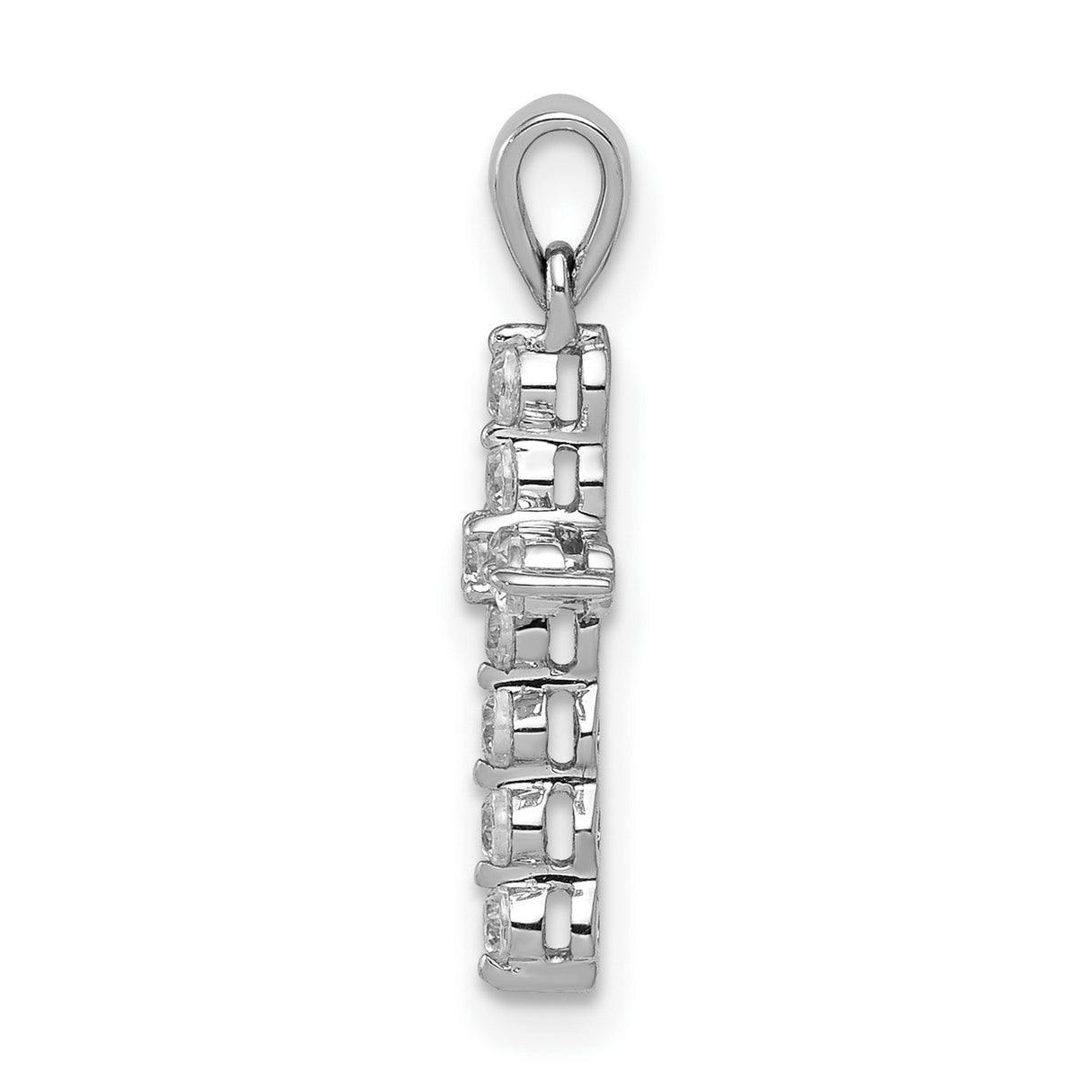 10k White Gold Cross Pendant with Diamond Accents, Classic Symmetrical Design