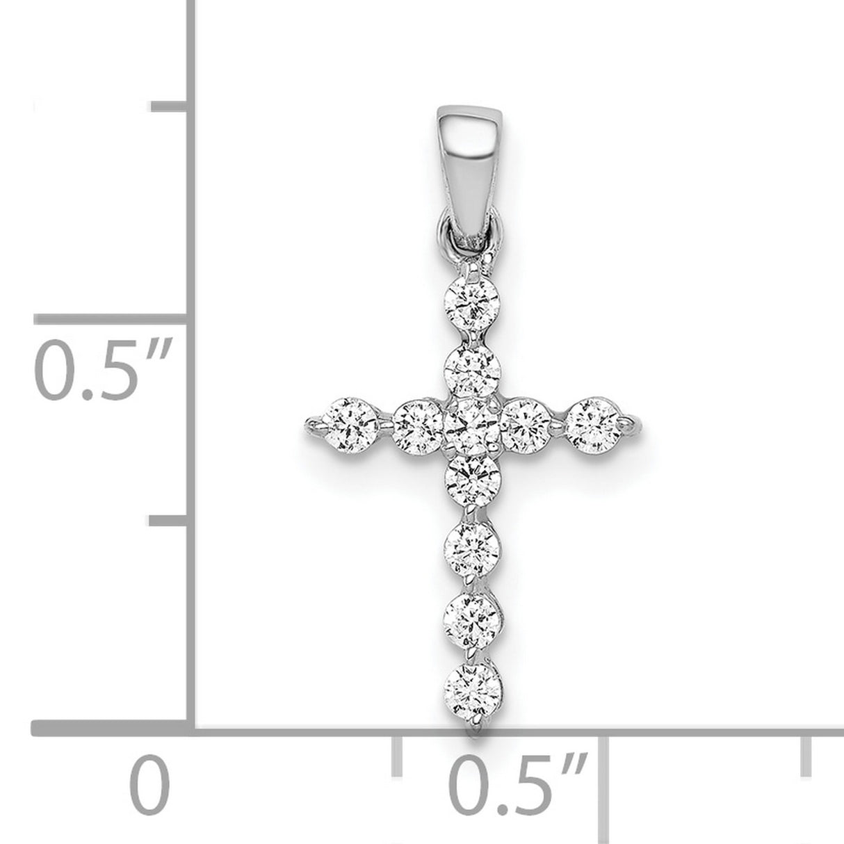 10k White Gold Cross Pendant with Diamond Accents, Classic Symmetrical Design