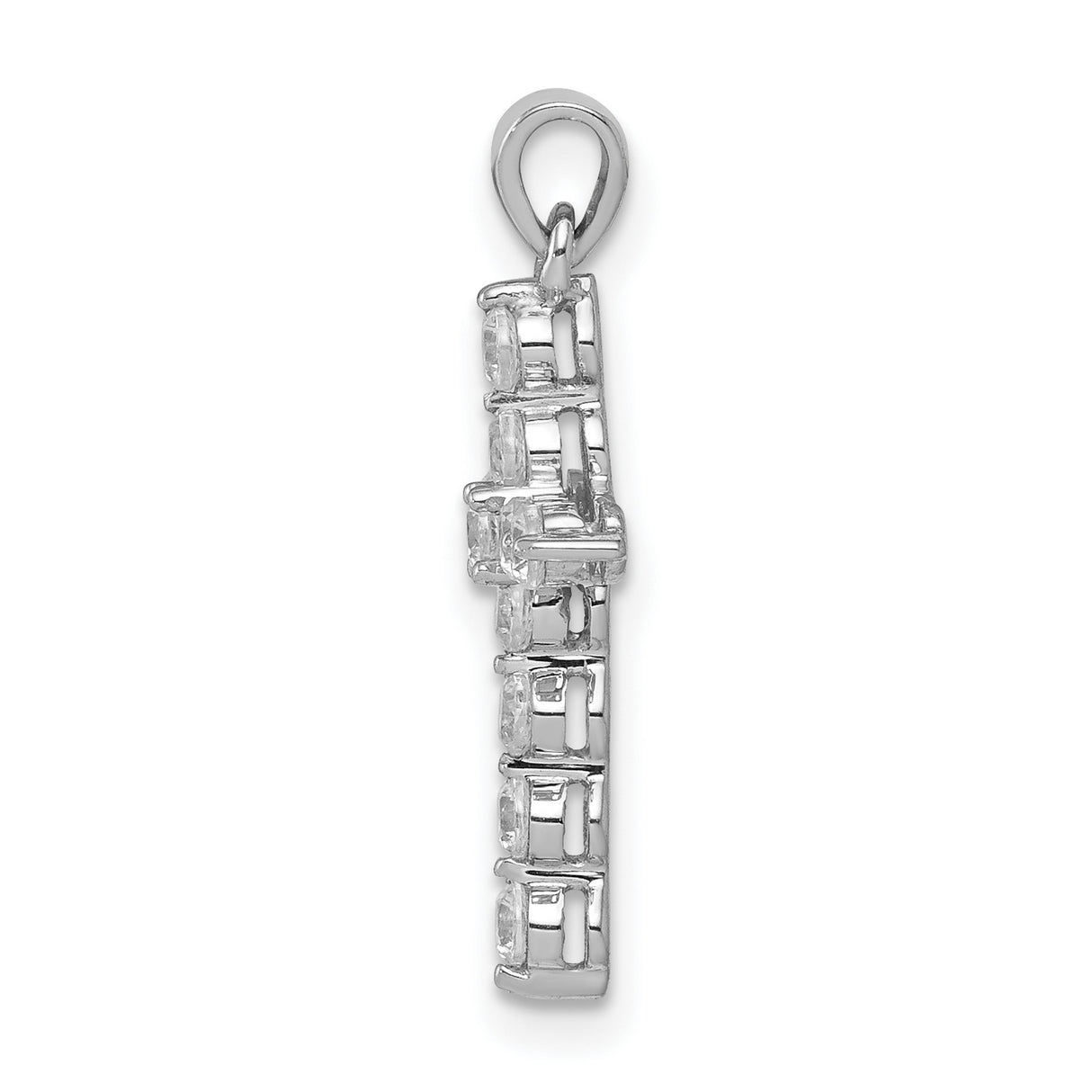 10k White Gold Cross Pendant with Diamond Accents, Minimalist Religious Jewelry
