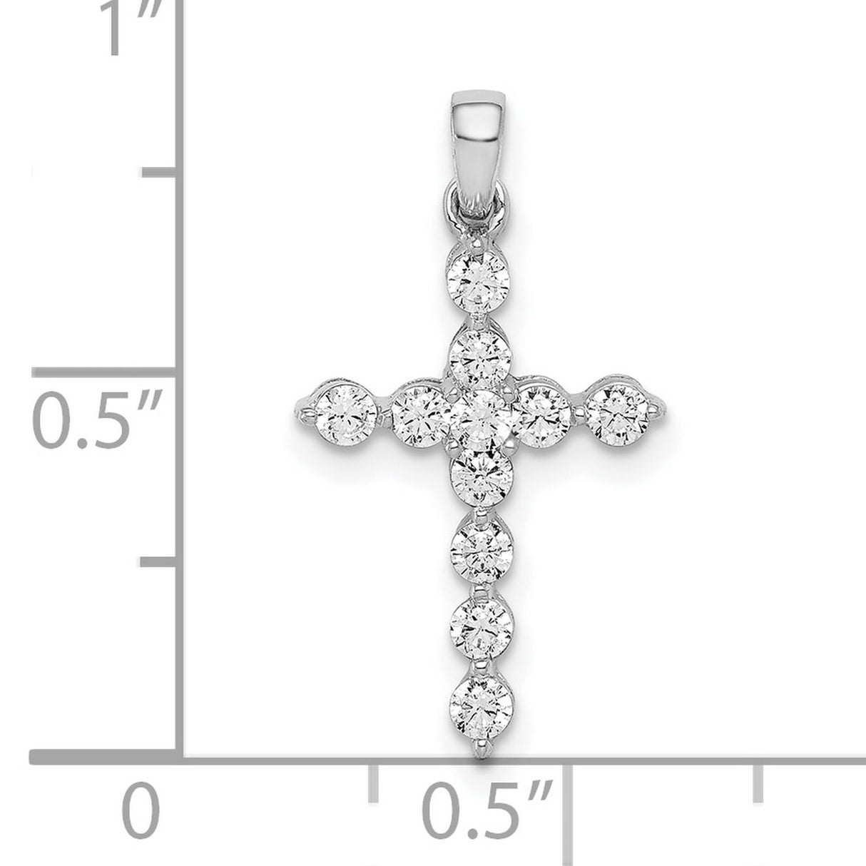 10k White Gold Cross Pendant with Diamond Accents, Minimalist Religious Jewelry