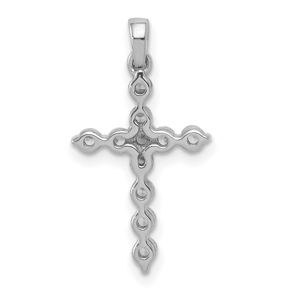 14k White Gold Diamond Cross Pendant, Modern Religious Jewelry for Men and Women