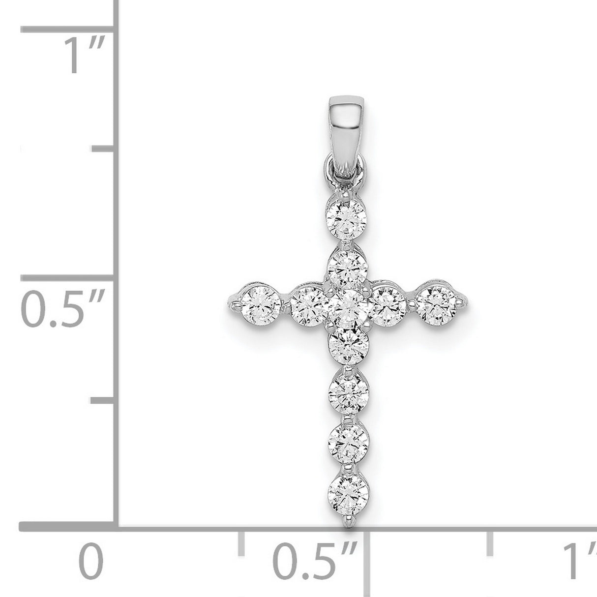 14k White Gold Diamond Cross Pendant, Modern Religious Jewelry for Men and Women