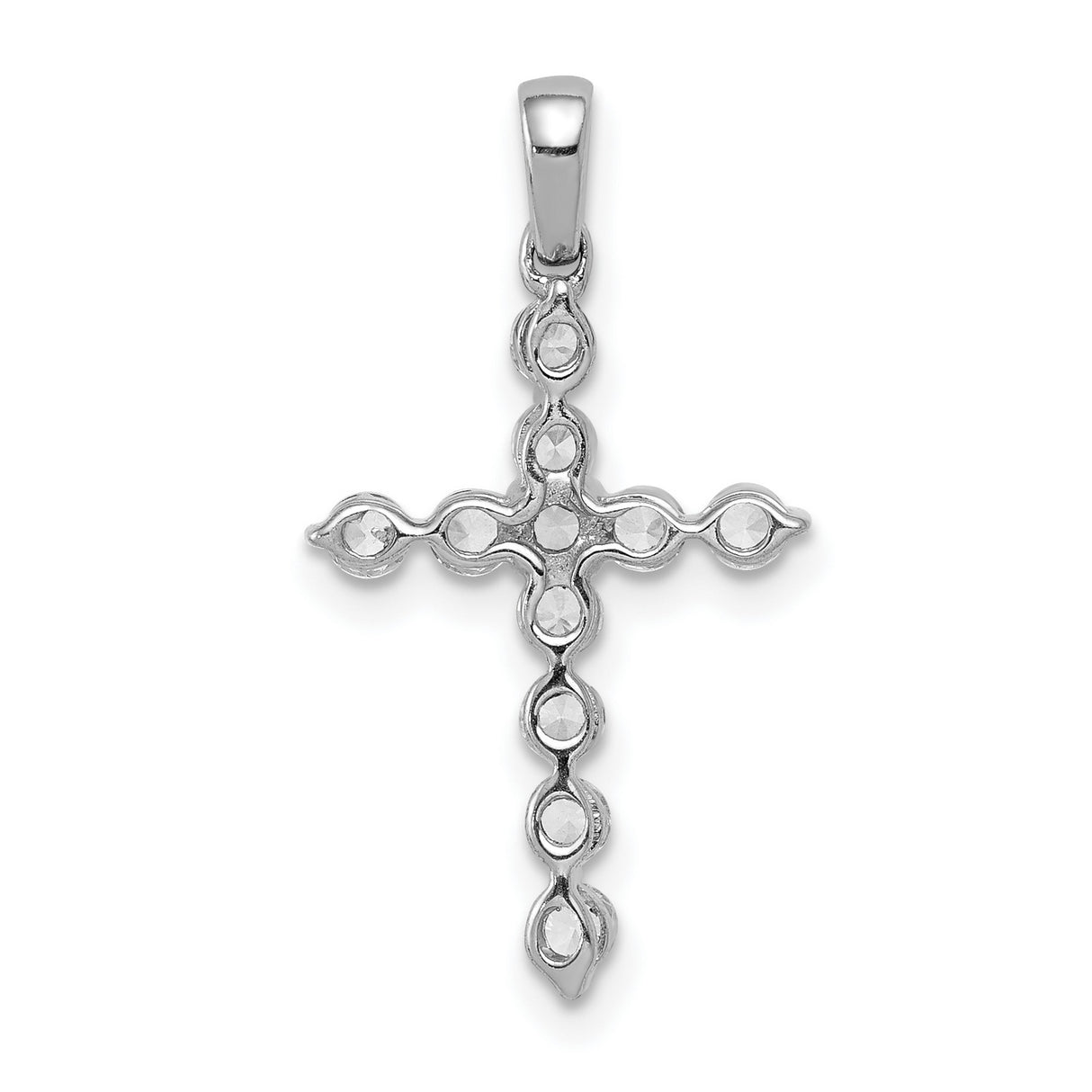 10k White Gold Cross Pendant with Diamond Accents, Polished Religious Jewelry for Men and Women